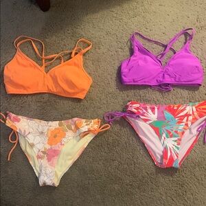 Colorful Bikini Tops and Bottoms Set